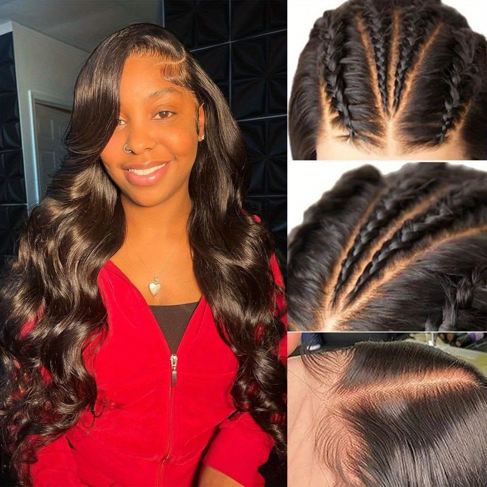 200% Density Body Wave Human Hair Wig, Glueless HD Lace Front, Natural Black, 36 Inch Long, Knot-Free, Easy to Put On, Live Wig for Women, 13x4 Transparent Lace Frontal, Elegant Style, Suitable for All Ethnicities, Versatile